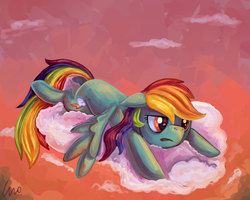 Size: 2199x1755 | Tagged: safe, artist:erovoid, rainbow dash, g4, cloud, cloudy, female, solo