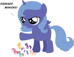 Size: 4496x3456 | Tagged: safe, artist:sundownglisten, applejack, fluttershy, pinkie pie, princess luna, rainbow dash, rarity, twilight sparkle, g4, doll, female, filly, mane six, pointy ponies, simple background, toy, woona