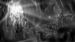 Size: 1920x1080 | Tagged: safe, artist:northernsprint, rarity, diamond dog, g4, grayscale, monochrome, wallpaper