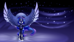 Size: 1920x1080 | Tagged: dead source, safe, artist:zedrin, princess luna, g4, dreamwarden, female, solo, wallpaper, warrior luna