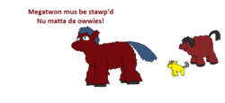 Size: 876x402 | Tagged: safe, artist:mrpaint, fluffy pony, fluffy pony foal, optimus prime, transformers