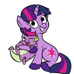 Size: 1000x1000 | Tagged: safe, artist:xylobell, spike, twilight sparkle, g4, hug, unshorn fetlocks