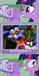 Size: 313x600 | Tagged: safe, twilight sparkle, g4, crash bandicoot (series), crash bandicoot 2: cortex strikes back, crash team racing, exploitable meme, insanity, meme, ripper roo, tv meme