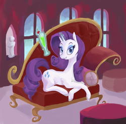 Size: 1904x1872 | Tagged: safe, artist:twitchykismet, rarity, g4, couch, female, levitation, magic, rarity month, solo