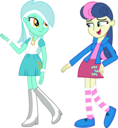 Size: 4137x4457 | Tagged: safe, artist:strumfreak, bon bon, lyra heartstrings, sweetie drops, equestria girls, g4, absurd resolution, boots, duo, equestria girls-ified, shoes, simple background, transparent background
