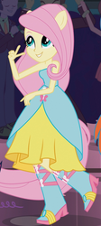 Size: 246x549 | Tagged: safe, screencap, fluttershy, rainbow dash, scott green, teddy t. touchdown, velvet sky, human, equestria girls, g4, my little pony equestria girls, background character, background human, boots, bracelet, clothes, cropped, dancing, dress, fall formal outfits, female, hat, high heel boots, jewelry, male, necktie, pants, ponied up, shoes, solo focus, suit