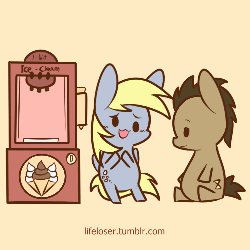 Size: 500x500 | Tagged: safe, artist:php56, derpy hooves, doctor whooves, time turner, pegasus, pony, g4, animated, chibi, female, ice cream, mare, vending machine
