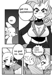 Size: 403x600 | Tagged: safe, artist:ss2sonic, rarity, spike, anthro, g4, breasts, busty rarity, cleavage, comic, exploitable meme, female, manga, meme, monochrome, sparity manga