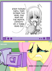 Size: 540x742 | Tagged: safe, fluttershy, g4, artificial maiden, computer, exploitable meme, nina (artificial maiden), tv meme