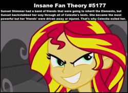 Size: 909x659 | Tagged: safe, edit, edited screencap, screencap, sunset shimmer, equestria girls, g4, my little pony equestria girls, female, insane fan theory, meta, solo, speculation, text