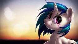 Size: 3840x2160 | Tagged: safe, artist:deerhooves, dj pon-3, vinyl scratch, pony, unicorn, g4, female, lens flare, solo