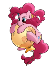 Size: 723x976 | Tagged: safe, artist:secret-pony, pinkie pie, earth pony, pony, g4, balloon, female, mare, ribbon, simple background, solo, that pony sure does love balloons, then watch her balloons lift her up to the sky, tongue out, transparent background