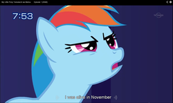 Size: 1280x761 | Tagged: safe, screencap, rainbow dash, friendship is magic, g4, female, solo, tv tokyo, youtube caption