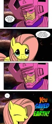 Size: 600x1424 | Tagged: safe, artist:pumadriftcat, fluttershy, g4, comic, crossover, crying, galactus, marvel, marvel vs capcom 3, yay