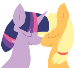 Size: 500x455 | Tagged: safe, artist:raincupcake, applejack, twilight sparkle, g4, female, lesbian, ship:twijack, shipping, simple background