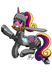 Size: 700x990 | Tagged: safe, artist:projectzuel, princess cadance, alicorn, pony, g4, armor, female, mare, mouth hold, simple background, solo, sword, transparent background, weapon