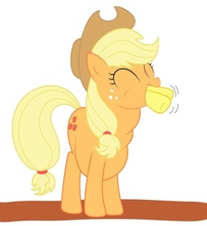 Size: 600x656 | Tagged: safe, applejack, earth pony, pony, g4, big belly, female, mare, predajack, unknown prey, vore