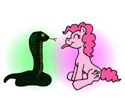 Size: 1000x850 | Tagged: safe, artist:merkleythedrunken, pinkie pie, snake, g4, duo, this will end in tears, tongue out