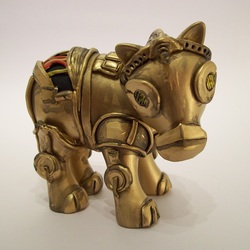 Size: 2181x2185 | Tagged: safe, artist:ponyrehab, pony, robot, c-3po, customized toy, ponified, solo, star wars