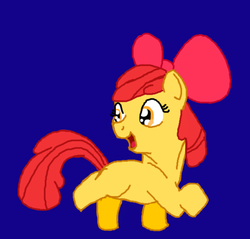 Size: 562x537 | Tagged: safe, artist:etech, apple bloom, g4, blue background, full body, side view, simple background, solo