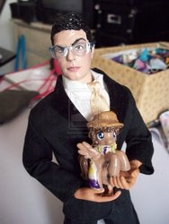 Size: 1536x2048 | Tagged: safe, artist:dollykim, doctor whooves, time turner, human, g4, clothes, customized toy, doctor who, figure, glasses, scarf, stephen colbert, toy