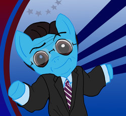 Size: 900x823 | Tagged: safe, artist:maymien, clothes, glasses, looking at you, ponified, shrug, shrugpony, stephen colbert, suit