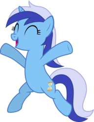 Size: 1234x1606 | Tagged: safe, artist:chipmagnum, minuette, pony, unicorn, g4, ^^, bipedal, eyes closed, female, happy, mare, open mouth, prancing, simple background, solo, transparent background, vector