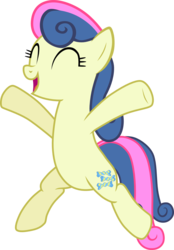 Size: 1082x1559 | Tagged: safe, artist:chipmagnum, bon bon, sweetie drops, earth pony, pony, g4, ^^, belly, bipedal, eyes closed, female, happy, mare, prancing, simple background, solo, transparent background, vector