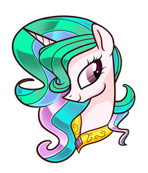 Size: 3001x3511 | Tagged: safe, artist:aaplepieeru, princess celestia, alicorn, pony, g4, bust, female, high res, looking back, mare, missing accessory, portrait, profile, simple background, smiling, solo