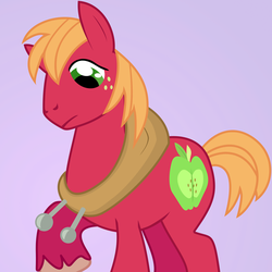 Size: 652x652 | Tagged: safe, artist:anarchemitis, big macintosh, earth pony, pony, g4, horse collar, male, simple background, solo, stallion, wardrobe misuse