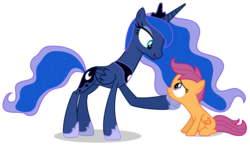 Size: 7000x4087 | Tagged: safe, artist:lahirien, princess luna, scootaloo, alicorn, pegasus, pony, g4, sleepless in ponyville, .ai available, .svg available, absurd resolution, female, filly, foal, mare, simple background, transparent background, vector