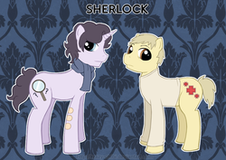 Size: 867x615 | Tagged: safe, artist:krazy-chibi, bbc sherlock, clothes, john watson, ponified, scarf, sherlock holmes