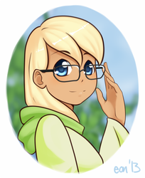 Size: 899x1102 | Tagged: safe, artist:eonhite, apple cobbler, human, g4, apple family member, glasses, humanized