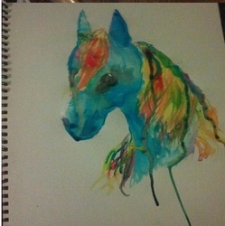 Size: 924x928 | Tagged: safe, artist:epicgaspinc, rainbow dash, g4, female, solo, traditional art, watercolor painting