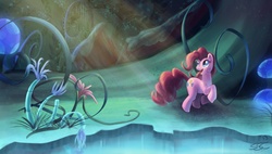 Size: 1900x1080 | Tagged: safe, artist:seyllah, pinkie pie, g4, cave, cave pool, mirror pool