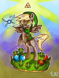 Size: 1079x1437 | Tagged: safe, artist:kaliptro, derpy hooves, pegasus, pony, g4, bomb, bombs, crossover, female, mare, navi, parody, rupee, solo, the legend of zelda