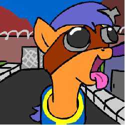 Size: 300x300 | Tagged: safe, artist:caitsith511, oc, oc only, oc:bit goggles, animated, excited, fallout: new vegas, looking around, tongue out