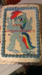 Size: 1840x3264 | Tagged: safe, artist:blue-paint-sea, rainbow dash, g4, 20% cooler, birthday cake, cake, customized toy, food, food art, goggles, irl, lightning tumble, photo, wing hands