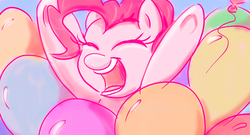 Size: 600x325 | Tagged: safe, artist:feujenny07, pinkie pie, g4, balloon, excited, happy, that pony sure does love balloons