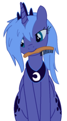 Size: 445x800 | Tagged: safe, artist:kalaverapastillera, artist:tg-0, princess luna, alicorn, pony, g4, brush, brushie, female, messy mane, s1 luna, simple background, solo, transparent background