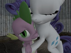 Size: 1024x768 | Tagged: safe, artist:rewirken, rarity, spike, dragon, pony, unicorn, g4, 3d, cute, daaaaaaaaaaaw, duo, eyes closed, female, gmod, grin, hug, male, mare, ship:sparity, shipping, smiling, source filmmaker, straight