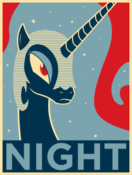 Size: 1545x2039 | Tagged: dead source, safe, artist:equestria-election, nightmare moon, g4, female, hope poster, night, propaganda, solo