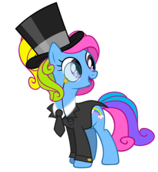 Size: 5345x5826 | Tagged: safe, artist:tzolkine, rainbow dash, rainbow dash (g3), g3, g4, absurd resolution, clothes, g3 to g4, generation leap, hat, monocle, necktie, rainbow dash always dresses in style, simple background, top hat, transparent background, vector