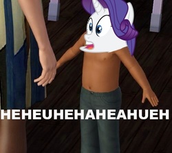 Size: 500x445 | Tagged: safe, edit, rarity, g4, derp, hoers, hue, huehuehue, image macro, the sims, wat