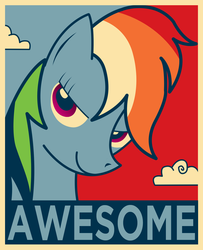 Size: 1247x1532 | Tagged: dead source, safe, artist:equestria-election, rainbow dash, g4, awesome, female, hope poster, propaganda, shepard fairey, solo