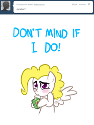Size: 966x1280 | Tagged: safe, artist:willdrawforfood1, surprise, pegasus, pony, ask surprise, g1, g4, adoraprise, ask, blushing, cute, dialogue, drink, drinking, g1 to g4, generation leap, hoof hold, juice box, simple background, spread wings, tumblr, white background, wings