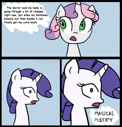 Size: 672x700 | Tagged: safe, artist:totallynotabronyfim, rarity, sweetie belle, g4, comic, comic sans, style emulation