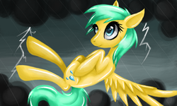 Size: 600x360 | Tagged: safe, artist:silvercommando, sunshower raindrops, g4, female, lightning, solo, storm