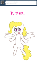 Size: 737x1280 | Tagged: safe, artist:willdrawforfood1, surprise, ask surprise, g1, g4, ask, confused, dialogue, female, g1 to g4, generation leap, mare, open mouth, simple background, solo, spread wings, talking, talking to viewer, text, tumblr, white background, wings