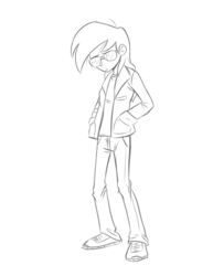 Size: 981x1270 | Tagged: safe, artist:megasweet, derpy hooves, human, g4, canter girls, humanized, monochrome, skinny, thin